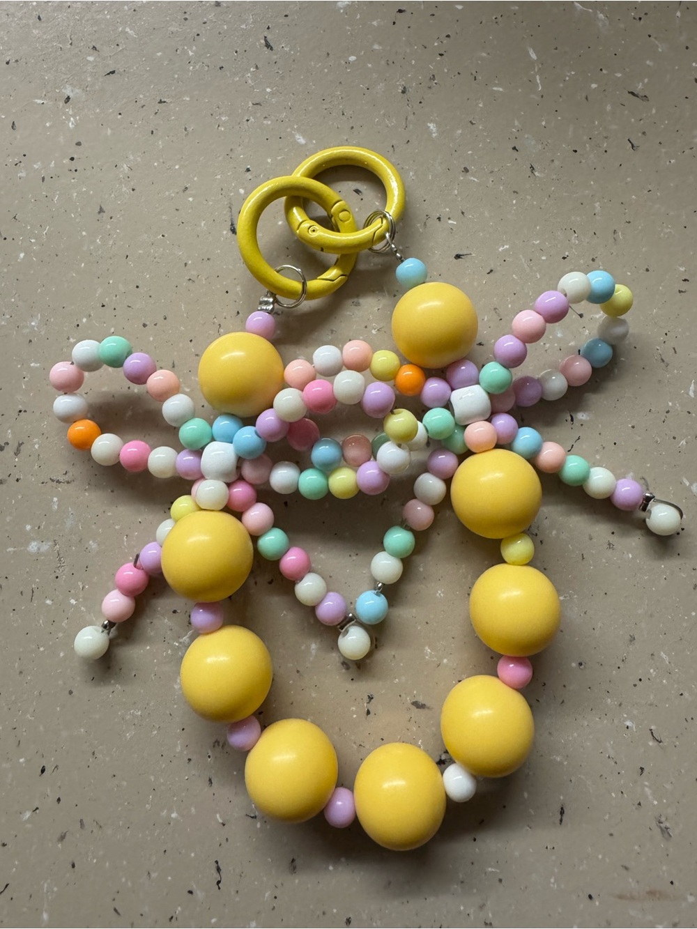 Yellow Beaded Bag Charm or Keychain